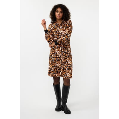 EsQualo Dress Animal Land Sj Print Maat: S | Blousejurken Outlet | Dames | Oranje