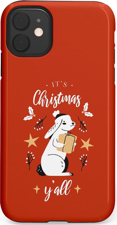 Casetastic hoesje geschikt voor Apple iPhone 11 - Dubbellaagse bescherming - Kerst Konijntje Flappie - Fashion Case - Terracotta