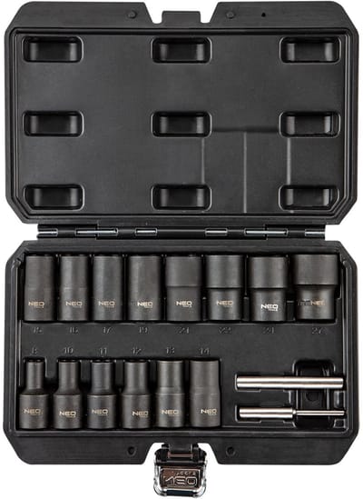 Grupa Topex - Dopsleutelset - Nasadki 1/2" - 16 stuks - Voor beschadigde moeren
