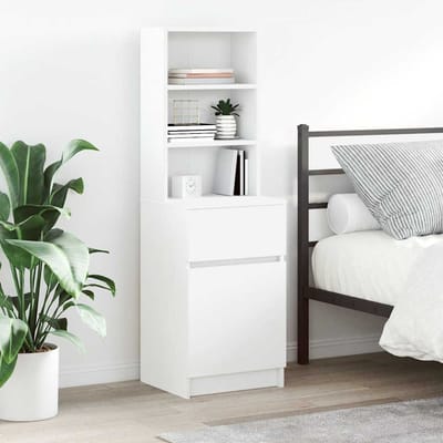 vidaXL - Nachtkastje - 39x35x125 - cm - bewerkt - hout - wit