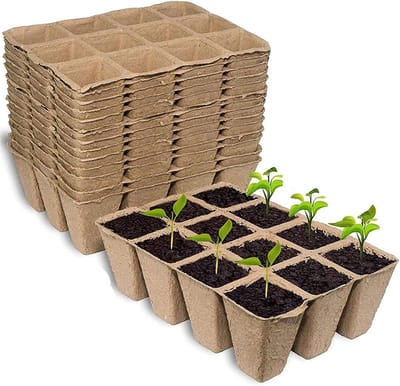 240 cellen zaailingenbakken, 20 stuks, 12 roosters, 4 cm, vierkante plantenkiemzaad, startpot, biologisch afbreekbare vezeltransplantatiebak voor planten, fruit, groenten (16 cm x 12 cm)