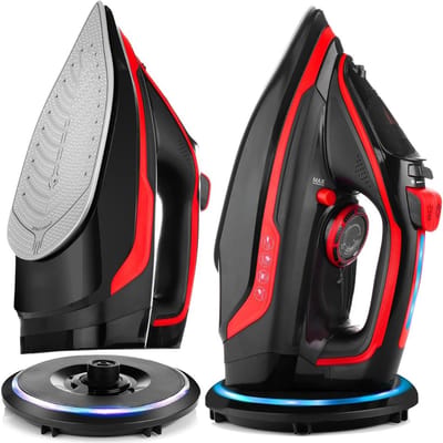 SAVI® Strijkijzer Draadloos - Strijkijzer - Stomer Kleding - Zwart/Rood -‎30cm x 14cm x 14cm