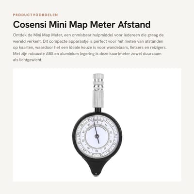 Dailygoods- Kaartmeter Mini - ABS Aluminium Legering - Afstand Meten - Buitensporten - Wandelen/Fietsen - Eenvoudig in Gebruik - Afstandsmeting