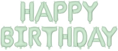'Happy Birthday' ballon set - 35 cm letters - Pastel groen - Geschikt voor lucht & helium - Herbruikbaar