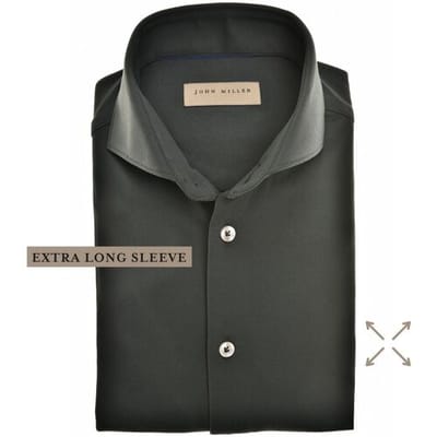 John Miller Overhemd Slim-Fit Hyperstretch Extra Long Sleeve Mouwlengte 7 Donker Groen / male
