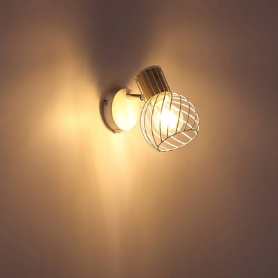 Globo Wandlamp Luise in wit met houtoptiek-fitting
