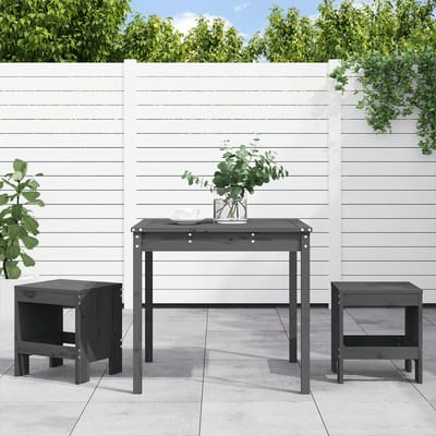 vidaXL - 3-delige - Bistroset - massief - grenenhout - grijs