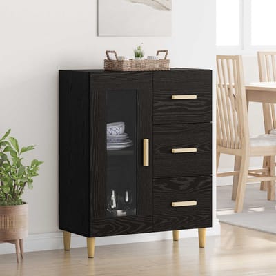 vidaXL - Dressoir - Zwart - Eiken - 69,5 - x - 34 - x - 90 - cm - Bewerkt - hout