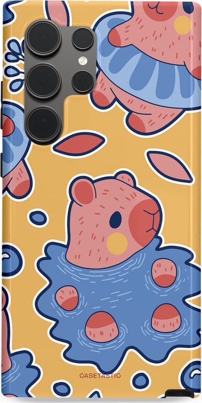 Casetastic Hoesje Geschikt voor Samsung S24 Ultra - Stijlvolle Beschermende Duo-layer Case - Capibara plons
