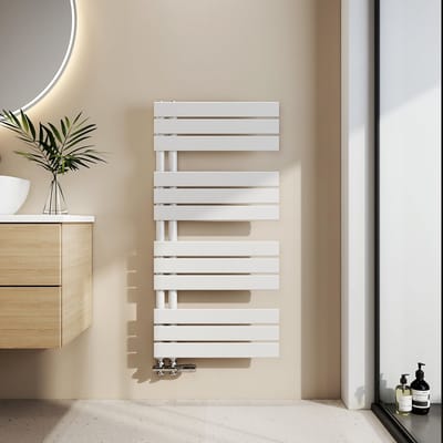 EMKE Handdoekradiator - Plat Design - Glanzend Wit - 104x50 cm - 529W - Badkamer Verwarming - CV Radiator