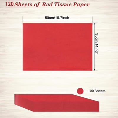 120 Vel Rood Vloeipapier Rood Inpakpapier Bulk voor Kerst Bruiloften Verjaardagsfeest DIY Project Inpak Knutselen Decoratie 120 Sheets