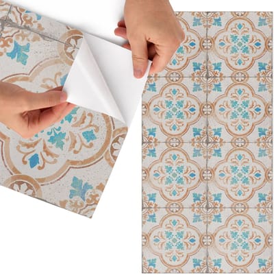 Tulup Meubelfolie - Etnische tegels Wrapfolie Keuken - 75x150 cm - Beige Meubelfolie - Meubelfolie Zelfklevend - Etnische Meubelfolie - Wrapfolie Keuken - Wanddecoratie - Achtergronden en patronen