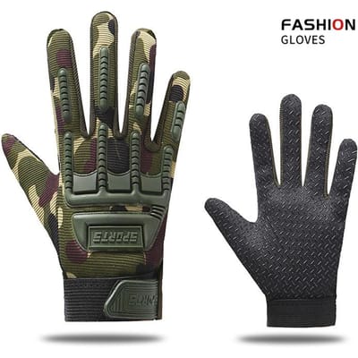 Gants Tactiques pour Enfants Protection des Phalanges Vélo Antidérapants Doigts Entiers pour Garçons Filles Escalade Extérieure Camouflage L