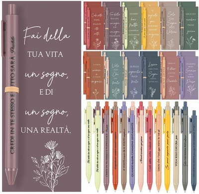 Dailygoods- Bedankcadeaus Set Van 24 Stuks - Inclusief 24 Balpennen - 24 Motiverende Briefjes - Inspirerende Cadeauset - Voor Collega's/Vrienden - Hoogwaardige Vulpen Met Duurzame Inkt