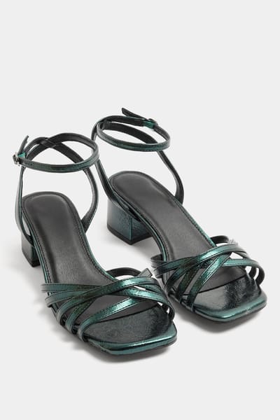 Yours Turquoisegroene Pumps Met Gekruiste Bandjes In Extra Brede Eeepasvormsize 37EEE