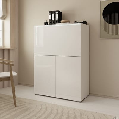 Meubella - Verity - Bureau uitklapbaar met LED - Wit - 90x42x125 cm