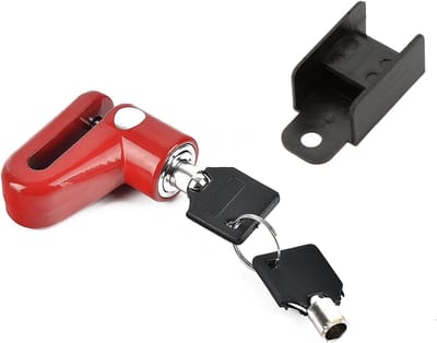 Draagbaar Schijfremslot voor Scooter, Fiets en Motor - Antidiefstal en Roestvrij Staal (Rood)