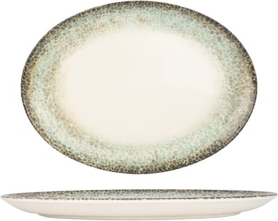 Kütahya Porselen Serveerschaal - Rust Green - Porselein - 33x19 cm - set van 2