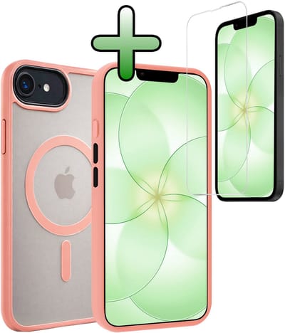Hoesje Met Screenprotector - Geschikt voor Apple iPhone 17e - Magsafe Compatible - Sterk & Shockproof - Back Cover - Shock Proof Case - Telefoon Hoes - Perzik