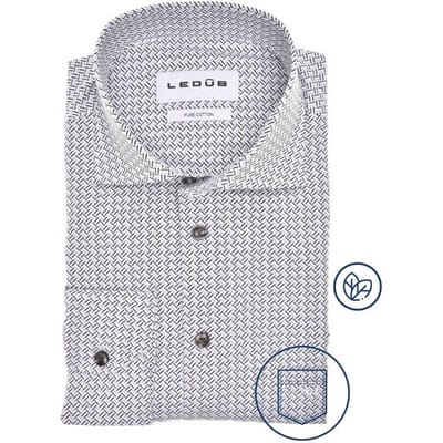 Ledûb Overhemd Dynamic Multicolor Graphic Wit-Groen / male