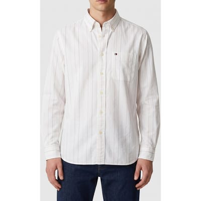 Tommy Hilfiger Heritage Oxford Shirt Ivory Silk Maat: S | Casual Overhemden Outlet | Heren | Wit