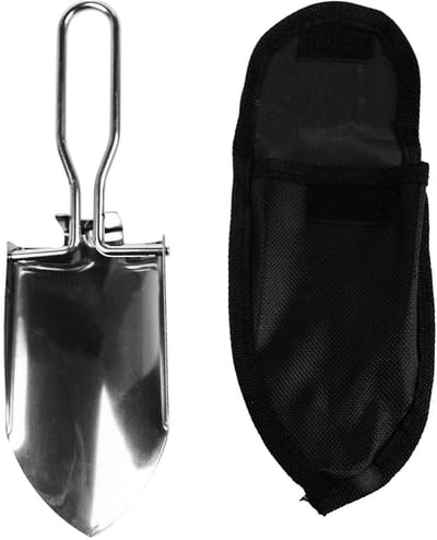 Allecto - Opvouwbare Spade - Campingschep - Multifunctionele Minispade - Staalkleur - Voor Buiten, Vissen en Kamperen - Compact en Handig