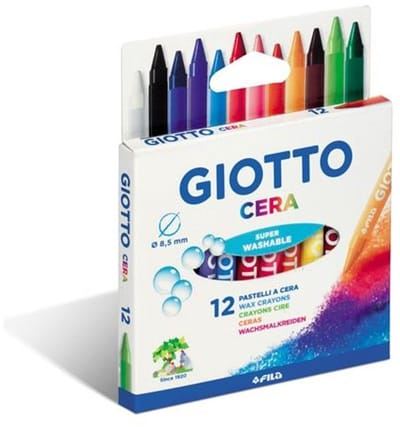 Giotto Waskrijtjes 12 Stuks - Krijtjes voor Kinderen - Giotto Krijt - Wasco Krijtjes - Gekleurde krijtjes