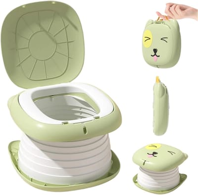 Reispotje Opvouwbaar - Draagbaar Potty - Peuter Zindelijkheidstraining - Stabiel ABS Materiaal - 24 x 5 cm Gevouwen - Groen