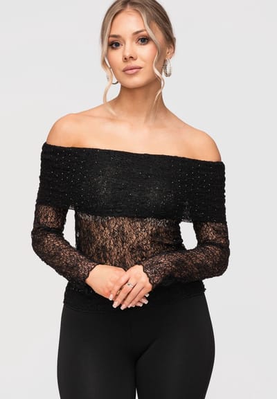 OMBRE Blouse - Slim Fit - Lange Mouw - Geen Sluiting Zwart S/M