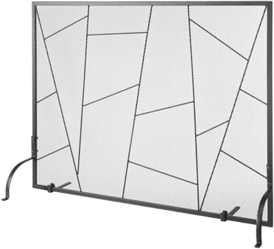 Aura® Openhaard scherm - Haardscherm – Vonkenscherm 3 Delig - Kachelhek - Zwart- 99cm x 74cm x 7cm