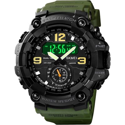 Heren Digitaal Sporthorloge SKMEI Classic 5ATM Waterdicht Sporthorloge met Alarm Stopwatch LED black