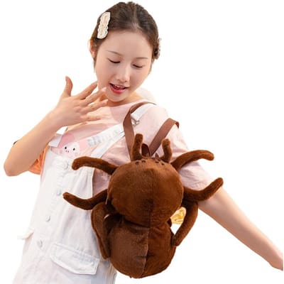 35x30cm Pluche Bruine Spin Insect Pluche Rugzak Simulatie Dier Dubbele Schouders Tas Winkelportemonnee Pluche Speelgoed Mannen Cadeau 35x30cm beige