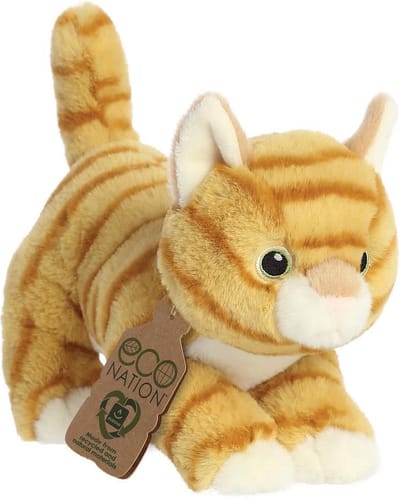 Aurora Pluche dieren knuffel - lapjes kat - oranje - huisdierknuffel - 21 cm - knuffel cadeau