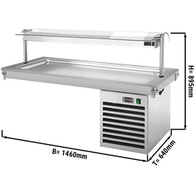 GGM Gastro Einbau Kühlplatte - 1500mm - +2 bis +8 °C - 4x GN 1/1 - 450 Watt - mit Glas-Hustenschutz Zilver
