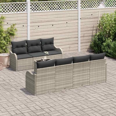 vidaXL Tuinbank Set met kussen 8 pcs Lichtgrijs en Donkergrijs