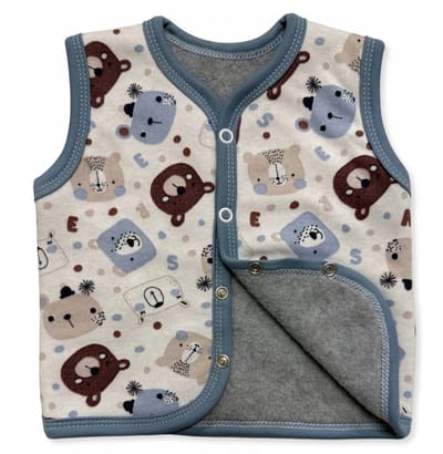 Dartomik Serie - Warme Babybodywarmer - 62 - Zonder Mouw - Met Berenpatroon