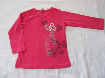 dirkje, meisje, t-shirt met lange mouw , fuchia , tak , 3 jaar 98