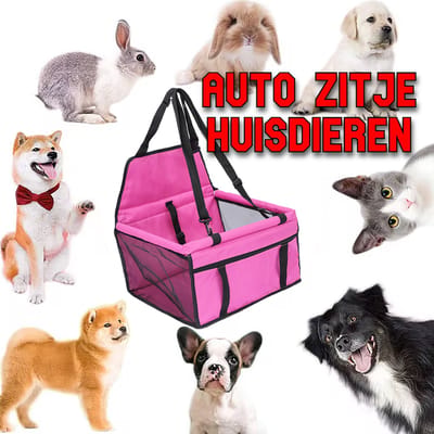 Allernieuwste.nl® Veilig Autozitje Roze Hond, Kat of Konijn - Waterdicht - Opvouwbare Autostoel 40x32 cm