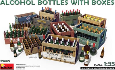 MiniArt Modelbouwpakket Diorama - 35665 Diorama Alcoholflessen met Kratten Plastic - 1:35 - Modelbouw