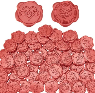 Allecto - Hart Wax Seal Stickers - Roze Rode Zelfklevende Decoratie - 50 Stuks - Voor Uitnodigingen - Perfect voor Scrapbooken - Creatief en Uniek