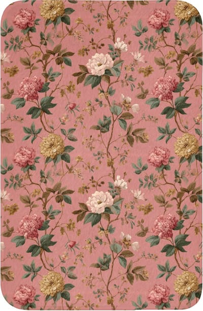 WC mat 40x60 cm - Antislip - Klassiek - Botanisch - Roze - Toiletmat - Vloermat - Douchemat - Toilet tapijt - Toiletmatten