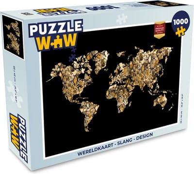 Puzzel Wereldkaart - Slang - Design - Legpuzzel - Puzzel 1000 stukjes volwassenen