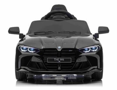 BMW M4 Zwart - 1 Persoons - Dubbele motoren, geluiden en incl. softstart | Elektrische kinderauto - Inclusief afstandsbediening - Gratis verzending - KiddoCars