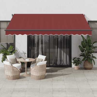 vidaXL - Uitschuifbare - luifel - Bordeauxrood - 400 - × - 350 - cm - Polyester