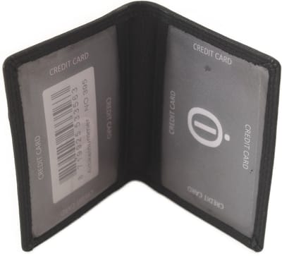 Oi zwart lederen pasjesmapje met 2 zichtvakken / dunste creditcardmapje met 2 vensters / plat hoesje voor ID of OV kaart / RFID safe / zwart leer / 395