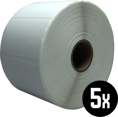 DULA Zebra kompatible Etiketten, 57 mm x 32 mm, Weiß, Abnehmbar, Kern 25 mm, 5 Rollen, 1500 Etiketten pro Rolle
