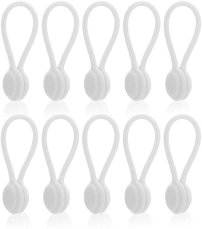 Dailygoods - Magnetische Kabelbinders - Herbruikbare Kabelclips - Organiseer Je Kabels - Wit - USB-Kabel Manager - 10 Stuks - Voor Kantoor en Thuis
