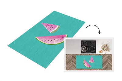 Keukenloper - Loper keuken - Meloen - Waterverf - Blauw - 120x60 cm - Keukenloper vinyl