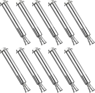 Grond Lock Schroef - Asfalt Bouten - Snelheidsdrempels Bevestigen - Weerbestendig Materiaal - 10 Stuks - Zilver
