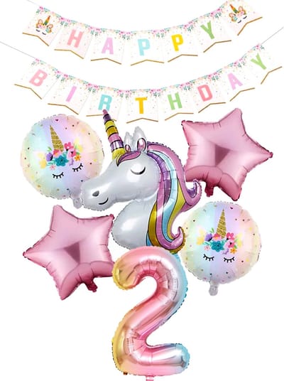 * Snoes * Cijfer 2 ballon Unicorn Plus Pack * Eenhoorn Licht Roze * DIY Slinger* Set van 7 * Grotere Ballonnen en DIY Slinger * Unicorn Licht 2 * Eerste verjaardag * Hoera 2 Jaar * Birthday * Ballon Cijfer 2